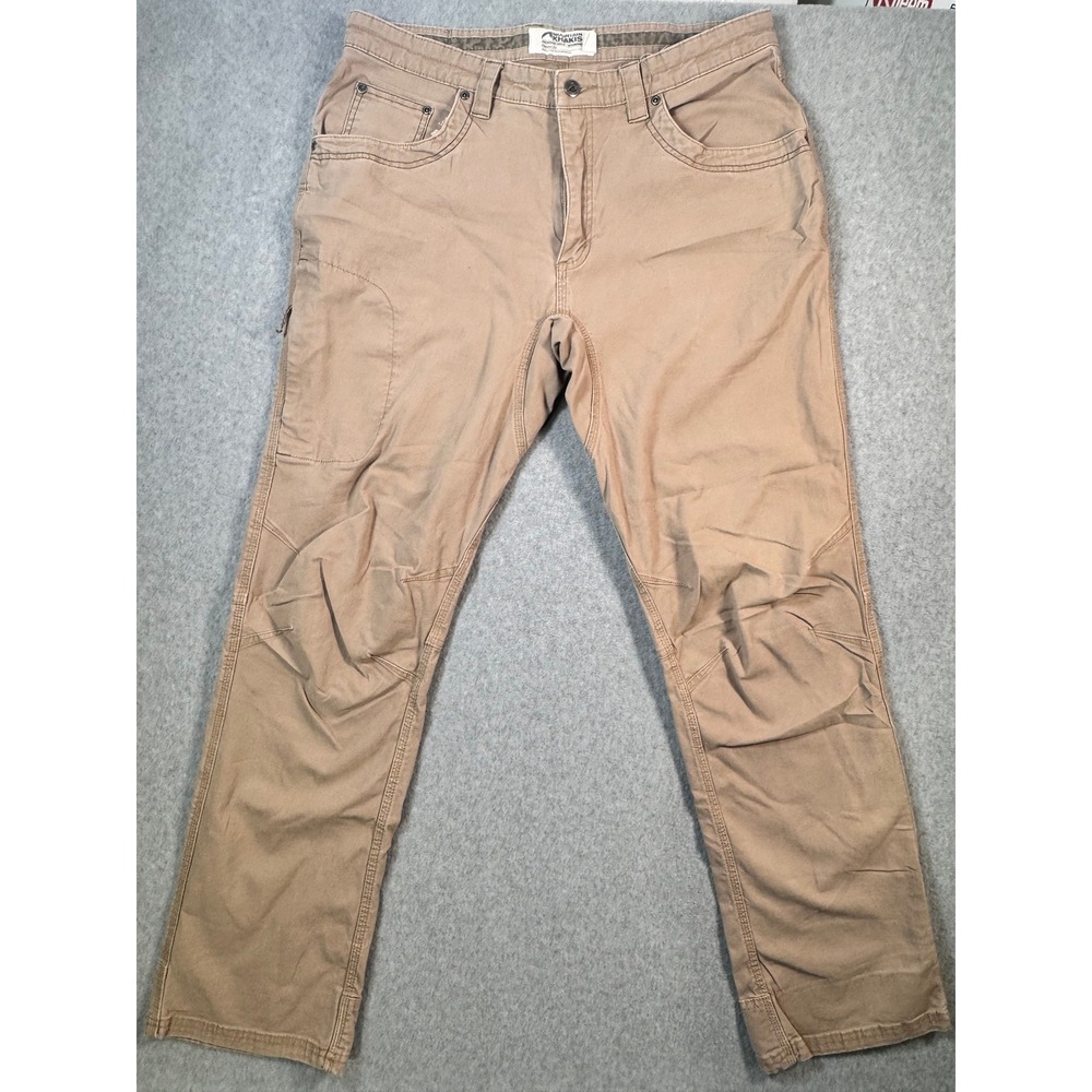 Mountain Khakis Alpine Utility Pants Mens 36x34 Tan Canvas Reinforced Knee Work